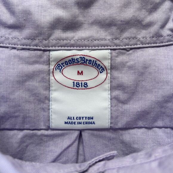 Brooks Brothers 1818 Short Sleeve Shirt Mens Medium Purple Cotton Casual - Picture 5 of 6